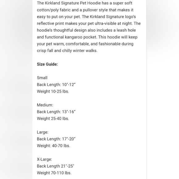 NWT Kirkland Signature Logo Costco Pet Hoodie Shirt Black, Dog Size M - Picture 9 of 11